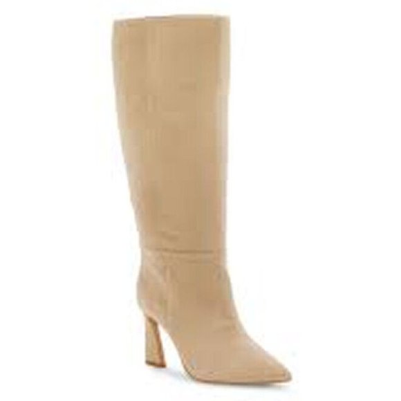 New! Vince Camuto Tressara Pointed Toe Knee High Boot Tan Women’s Size 9 DD326